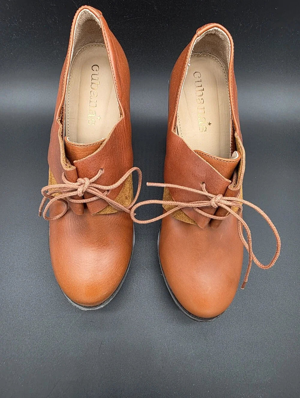 Women’s Lace-Up Platform Heels in Cognac Brown